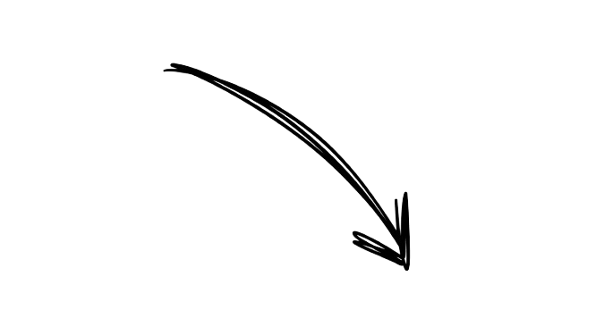 Hand-drawn black arrow pointing down and to the right.