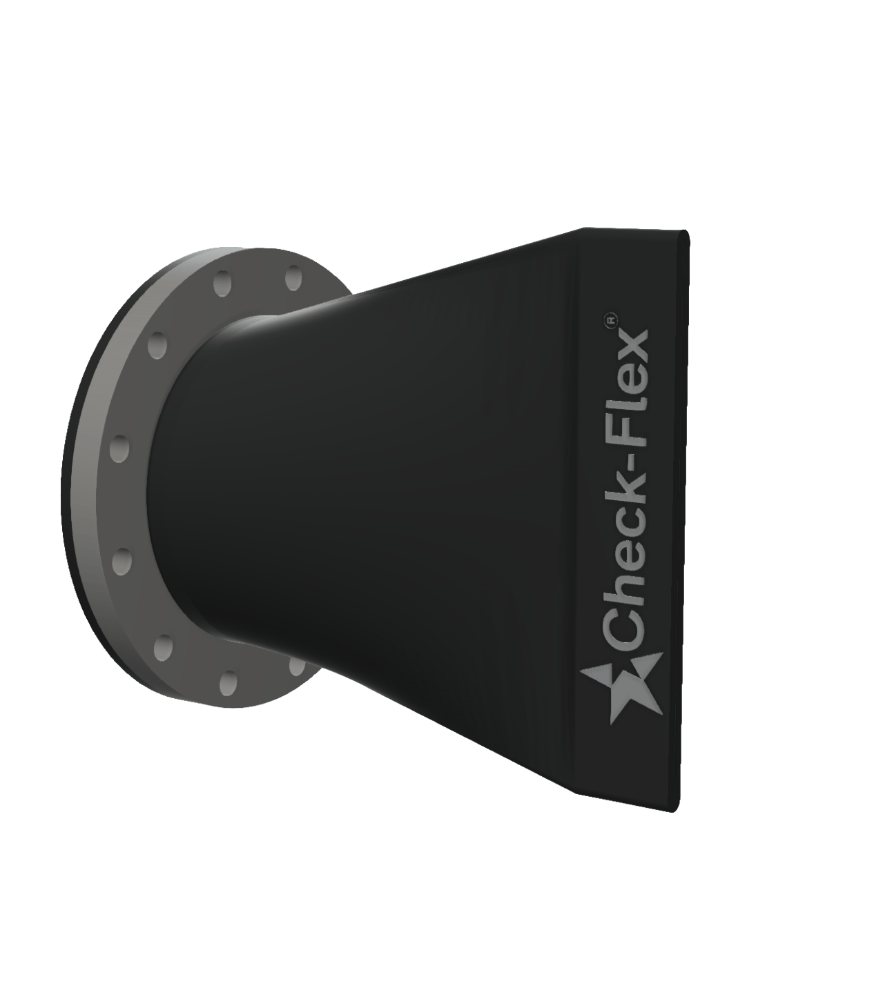 Black industrial Check-Flex check valve with a flange connection.