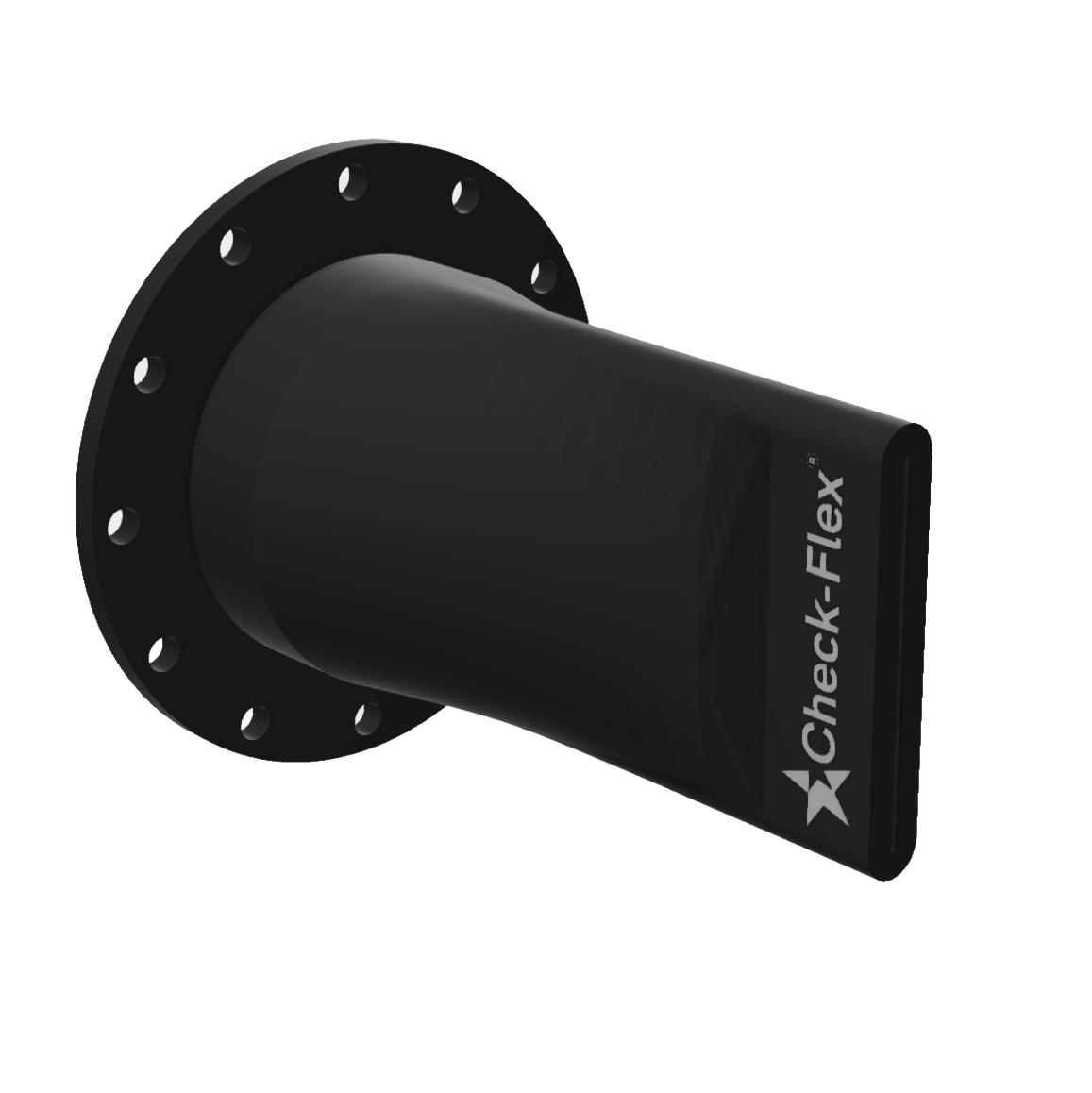 Black Check-Flex tapered valve with a flanged base.