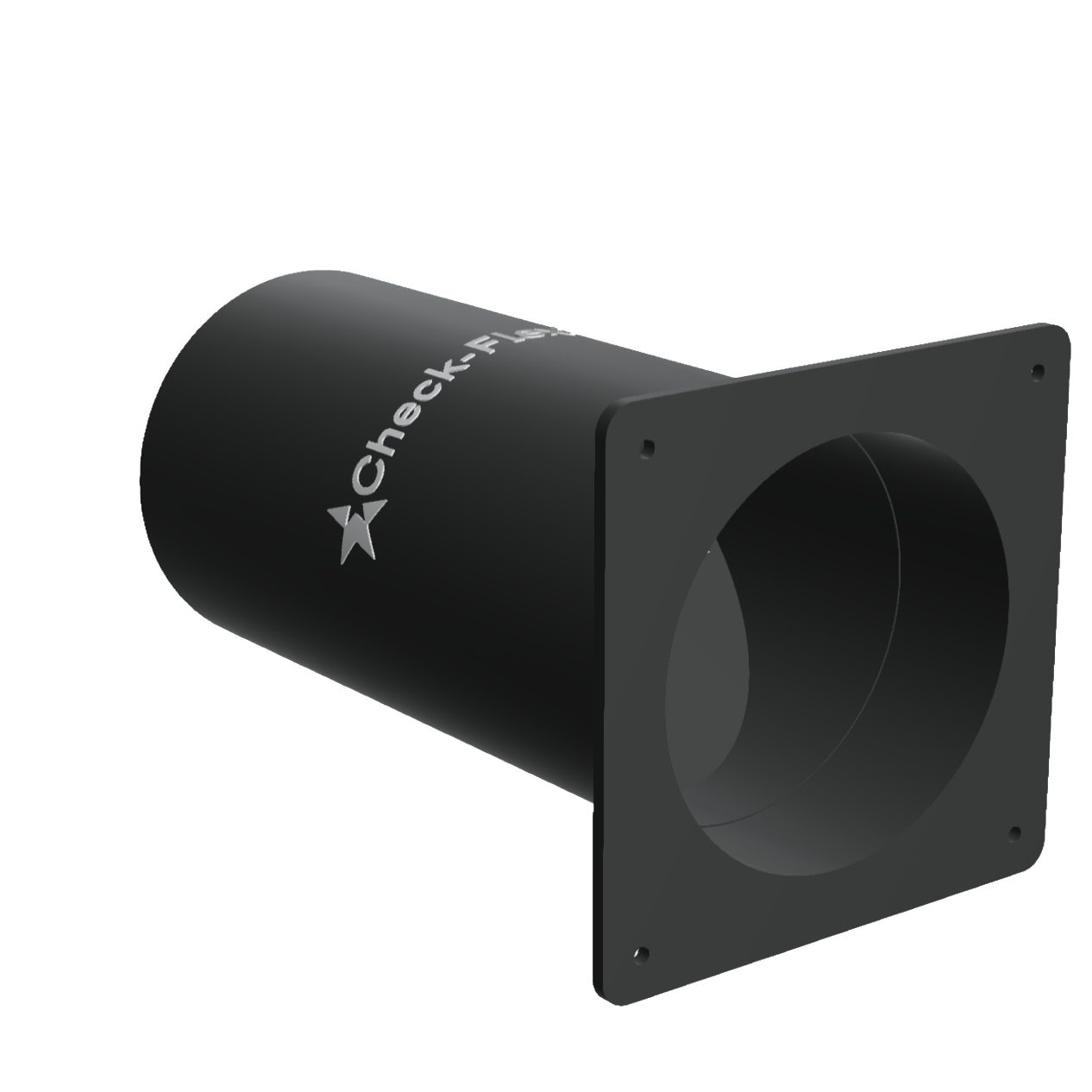 Black Check-Flex pipe with square flange.