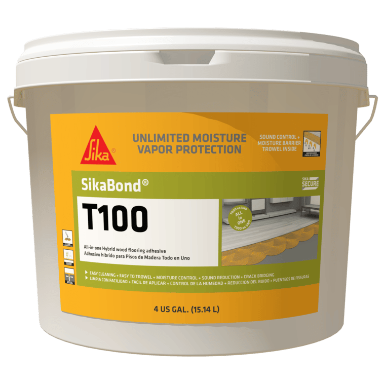 SikaBond-T100, Sika, all-in-one hybrid, polyurethane, wood flooring, adhesive, contains zero VOCs, solvents, isocyanates, LEED credit