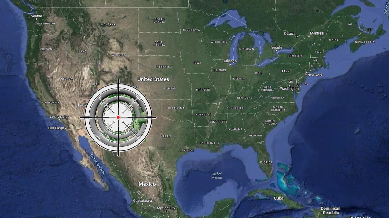 Map of United States indicating the southwest