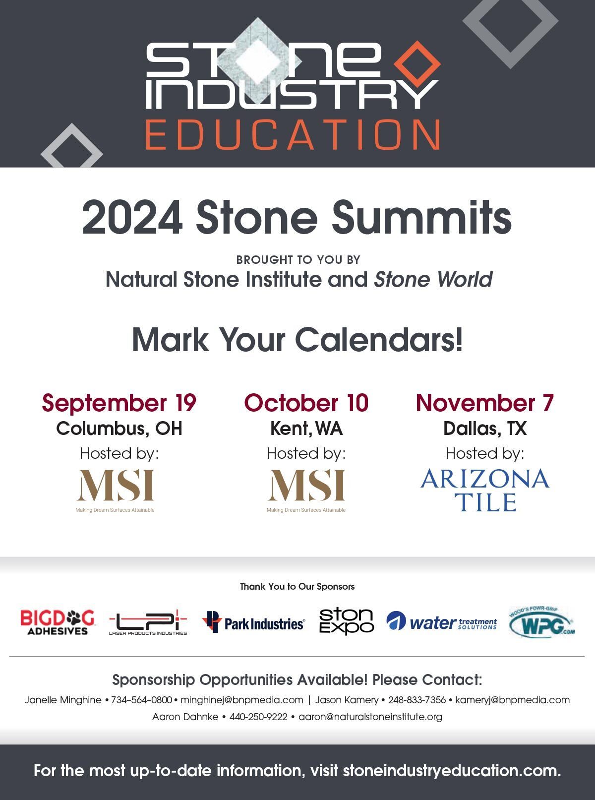 NSI, Stone Summits, Stone Industry Education, SIE, Stone World, SW 