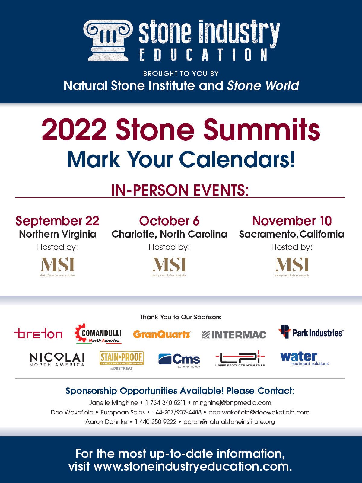 Natural Stone Institute, Stone Industry Education, Stone World