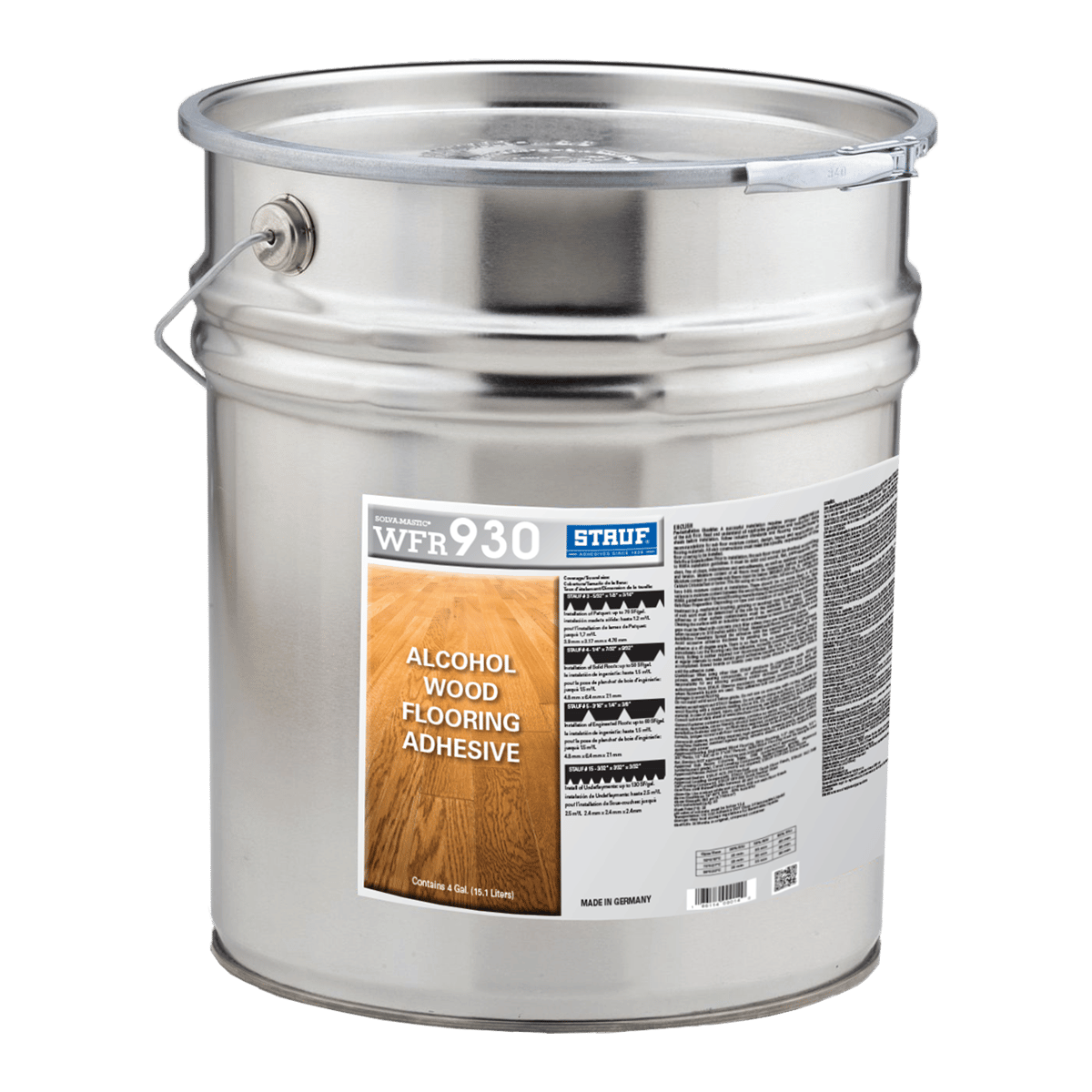 Stauf WFR-930, Solva-Mastic, alcohol-based, high-strength adhesive, two-year shelf life, 680+ psi, exceptional, spreadability, reliable, efficient bond, Cleanup, easy, no residue