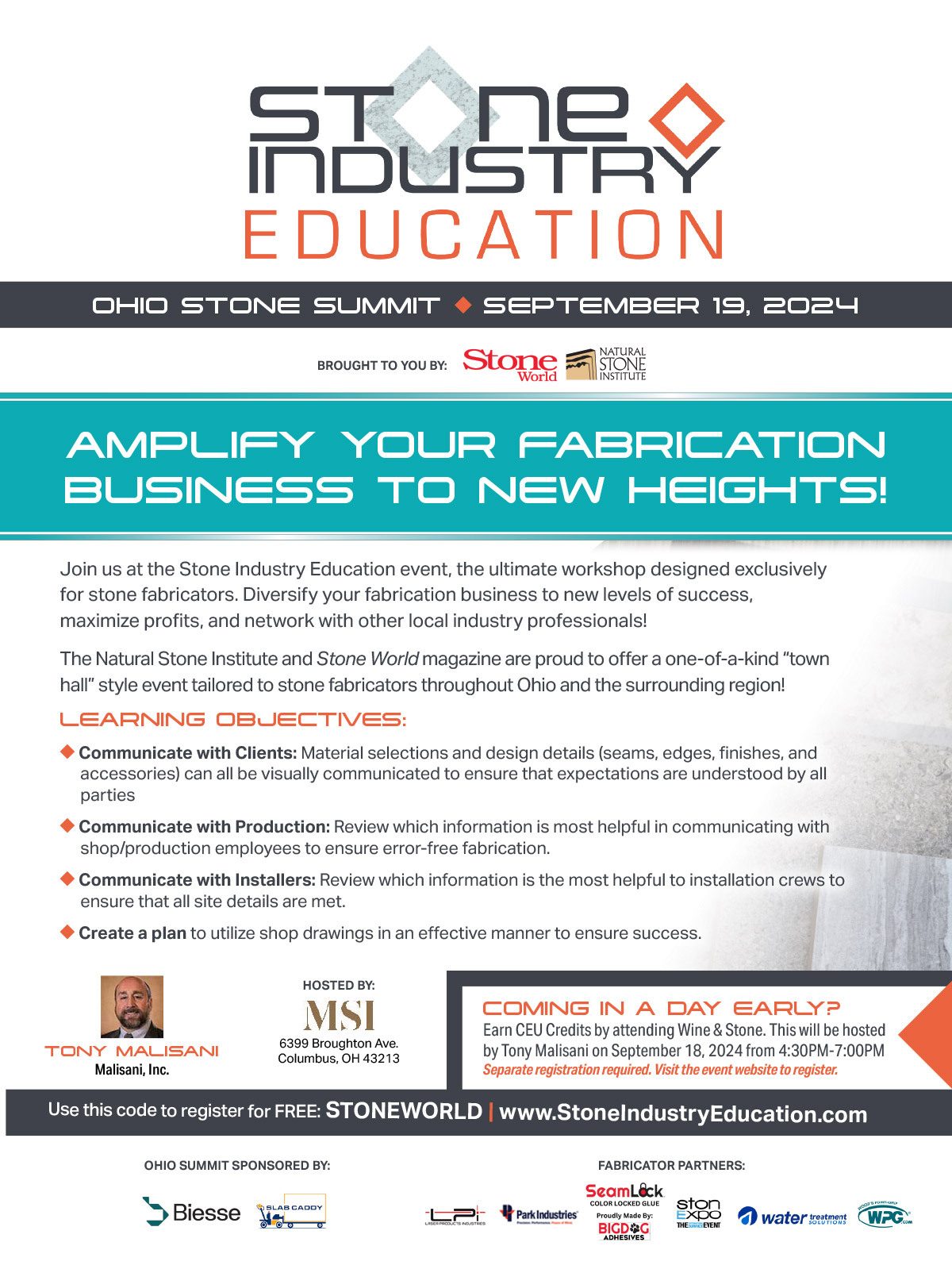 Stone Industry Education, SW, Stone World, NSI, Ohio
