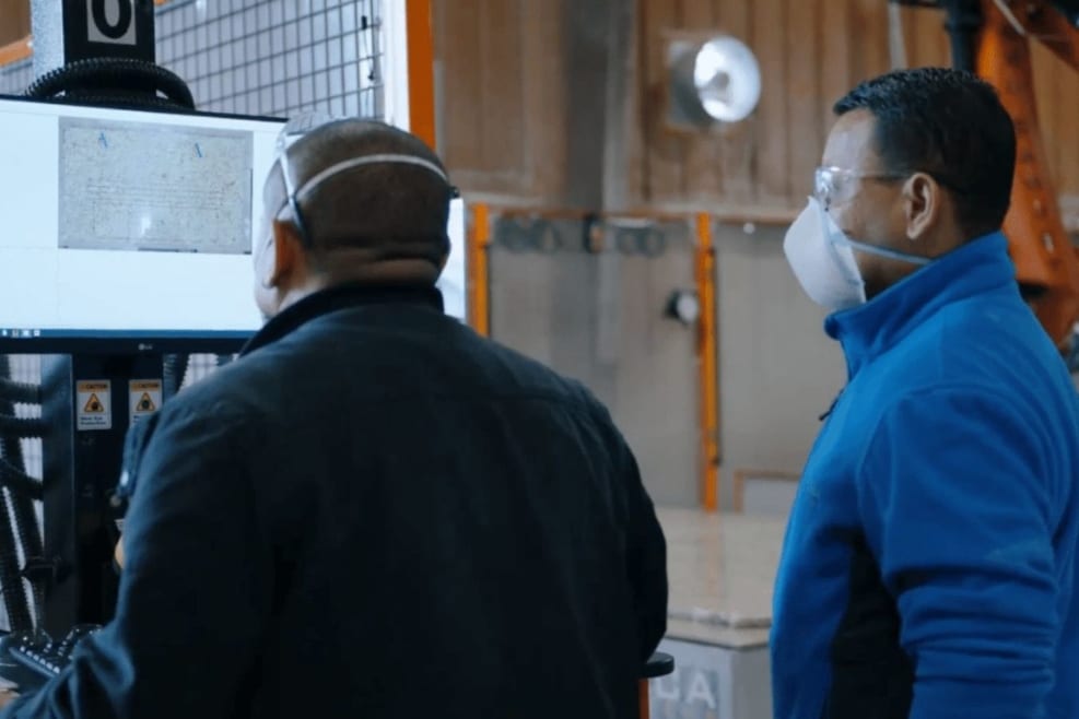 New machinery, technology, software programs, fabrication shop, streamlining processes, reducing labor, increasing capacity. Blue Sky Countertops