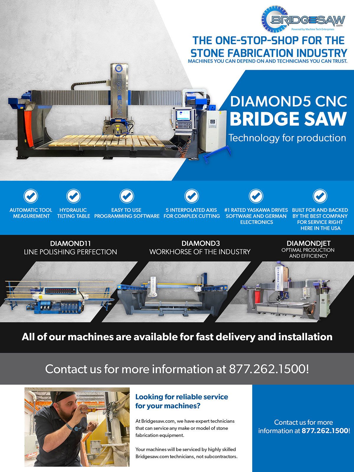 Machine Tech Enterprises LLC, Bridgesaw, Diamond5 CNC, 