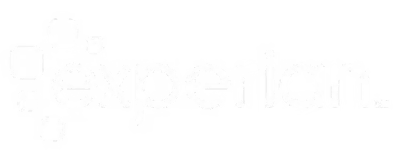 White Experian logo with a square and rounded rectangle design to the left, on a light gray background.