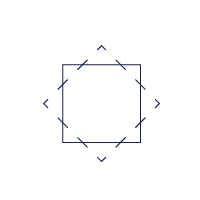 Dark blue square outline with dashed lines and arrows pointing to center, on dark green background.