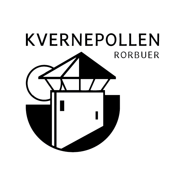 KVERNEPOLLEN RORBUER logo: stylized building with pointed roof and background circle.