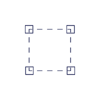 Icon of a dashed square outline with solid corners, representing a selection or crop area.
