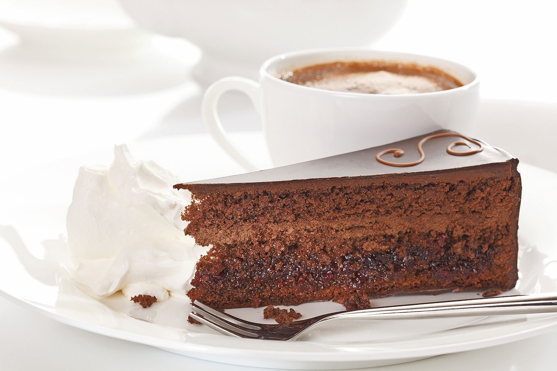 Chocolate cake, Food, Ingredient, Tableware, Dessert, Serveware, Sachertorte, Dishware