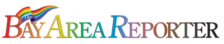 Logo for "The Bay Area Reporter" with a rainbow flag and rainbow-colored text.