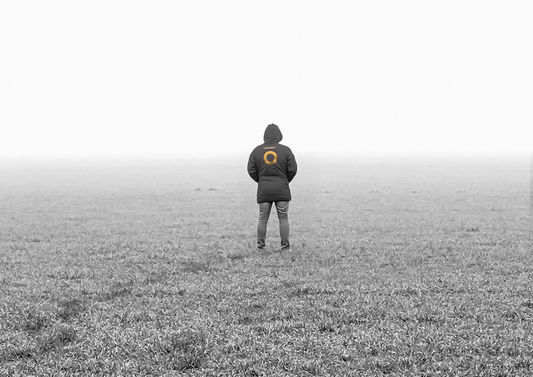 People in nature, atmospheric phenomenon, Standing, Plain, Fog, Walking, Monochrome