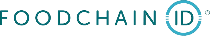 Logo for FOODCHAIN ID, featuring the company name in teal with 'ID' enclosed in a circular emblem.