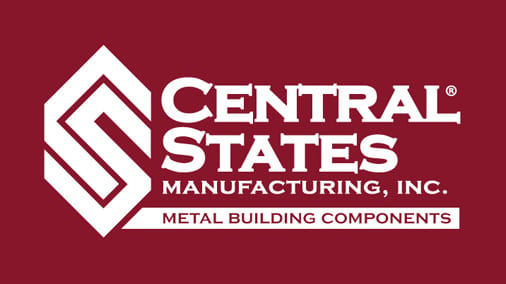 Logo for Central States Manufacturing, Inc., with "CS" and "Metal Building Components."
