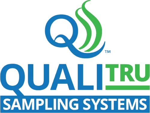 QUALITRU SAMPLING SYSTEMS logo with a blue 'Q' and green wavy lines, and blue text.