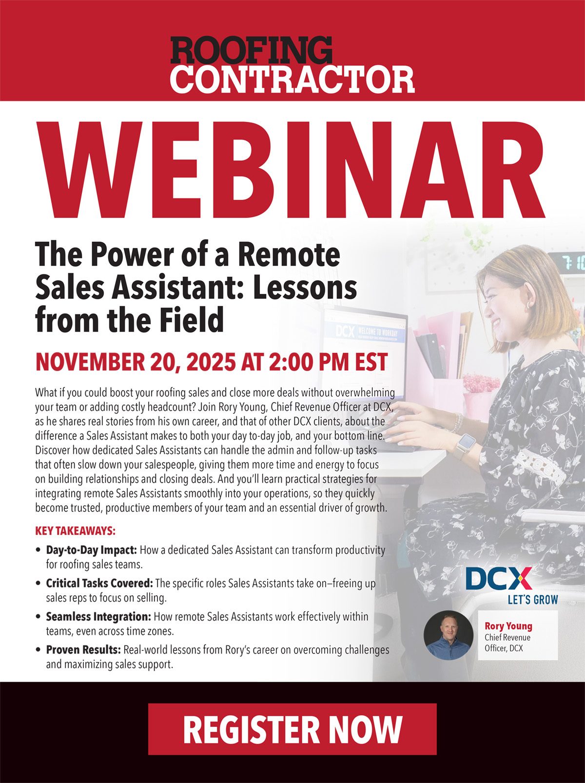 Webinar: The Power of a Remote Sales Assistant, Nov 20, 2025, by Roofing Contractor. Register.