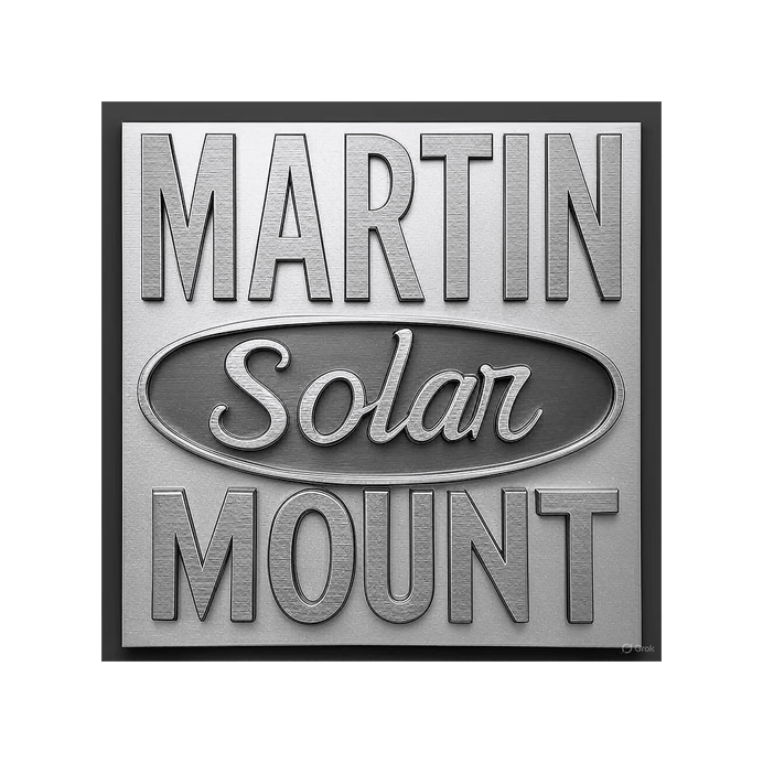 Brushed metal plaque with "MARTIN Solar MOUNT".