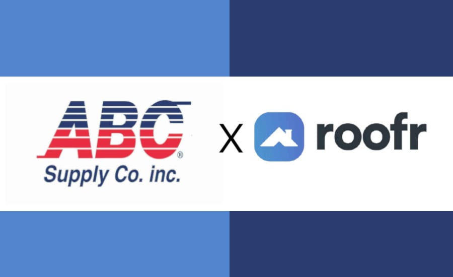 ABC Supply Co. Inc. logo and roofr logo with an 'X' symbol.