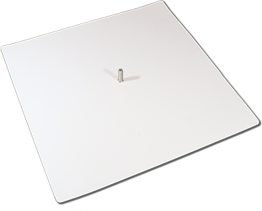 White square base plate with a metal pin in the center.