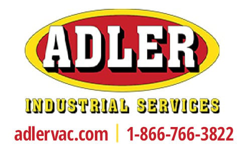 Adler Industrial Services logo with website adlervac.com and phone number 1-866-766-3822.