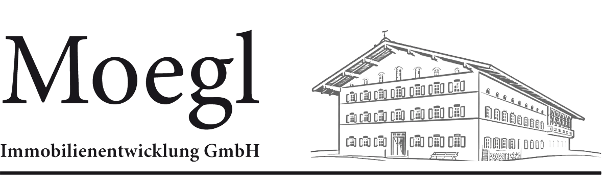 Moegl Immobilienentwicklung GmbH logo with company name and a detailed line drawing of a traditional building.