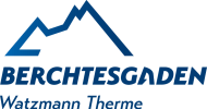 Blue logo featuring a mountain silhouette above the text "BERCHTESGADEN" and "Watzmann Therme".