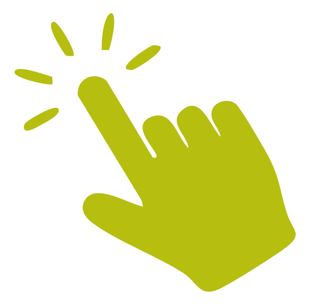 Hand pointer icon with radiating lines for click.