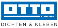 OTTO CHEMIE logo: bold white 'OTTO' on blue, with 'CHEMIE' and tagline 'DICHTEN & KLEBEN'.