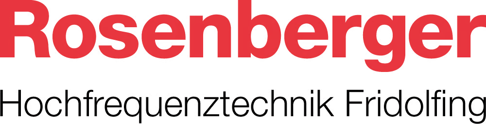Rosenberger logo with "Hochfrequenztechnik Fridolfing" text, a high-frequency technology company.