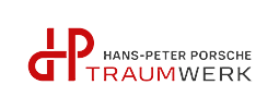 Logo for Hans-Peter Porsche Traumwerk, featuring a red stylized 'HP' and text in grey and red.