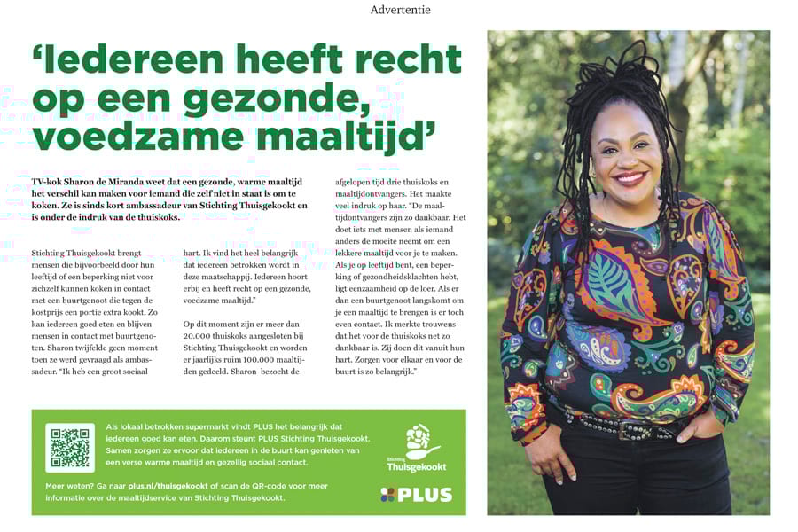 TV chef Sharon de Miranda smiles in a colorful top, promoting healthy meals for everyone.