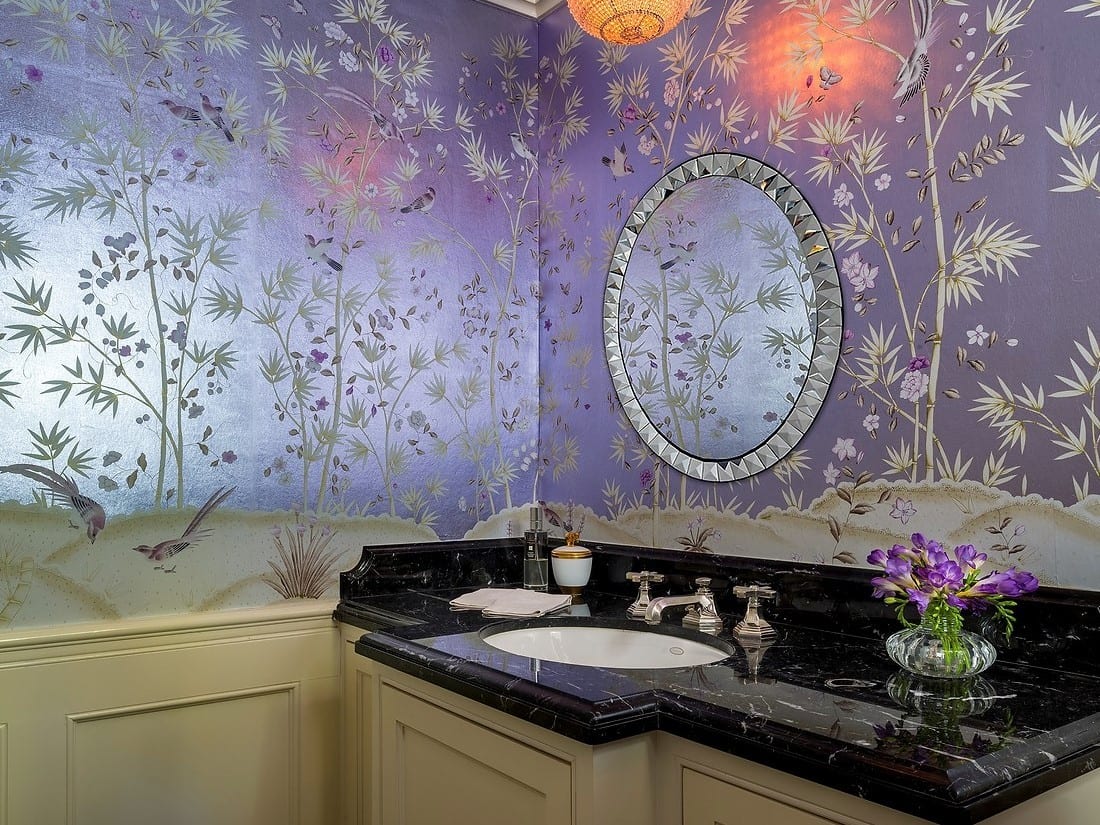 Interior design, Cabinetry, Countertop, Property, Plant, Purple, Sink, Kitchen, Violet, Wall
