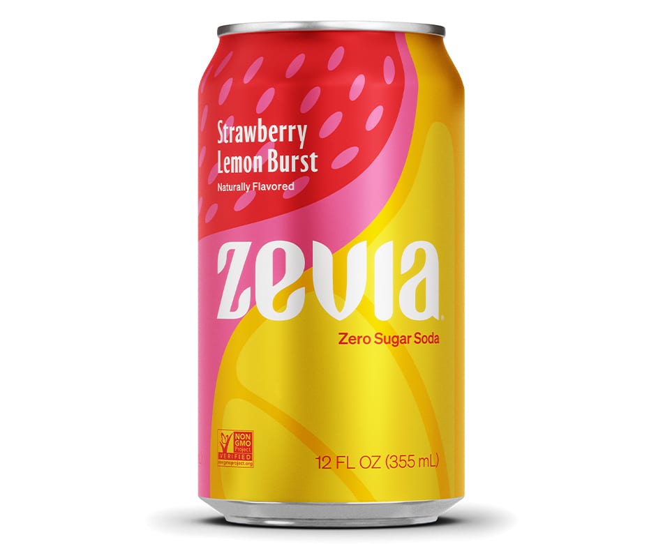 Zevia Strawberry Lemon Burst Zero Sugar soda can.