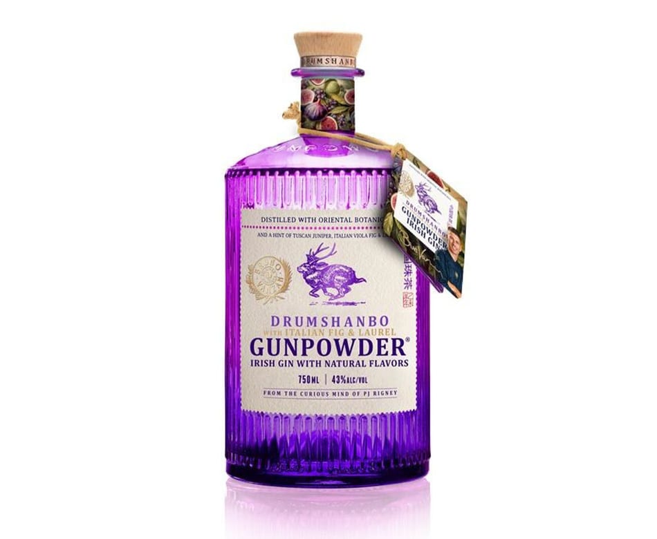Purple Drumshanbo Gunpowder Irish Gin with Italian Fig & Laurel.