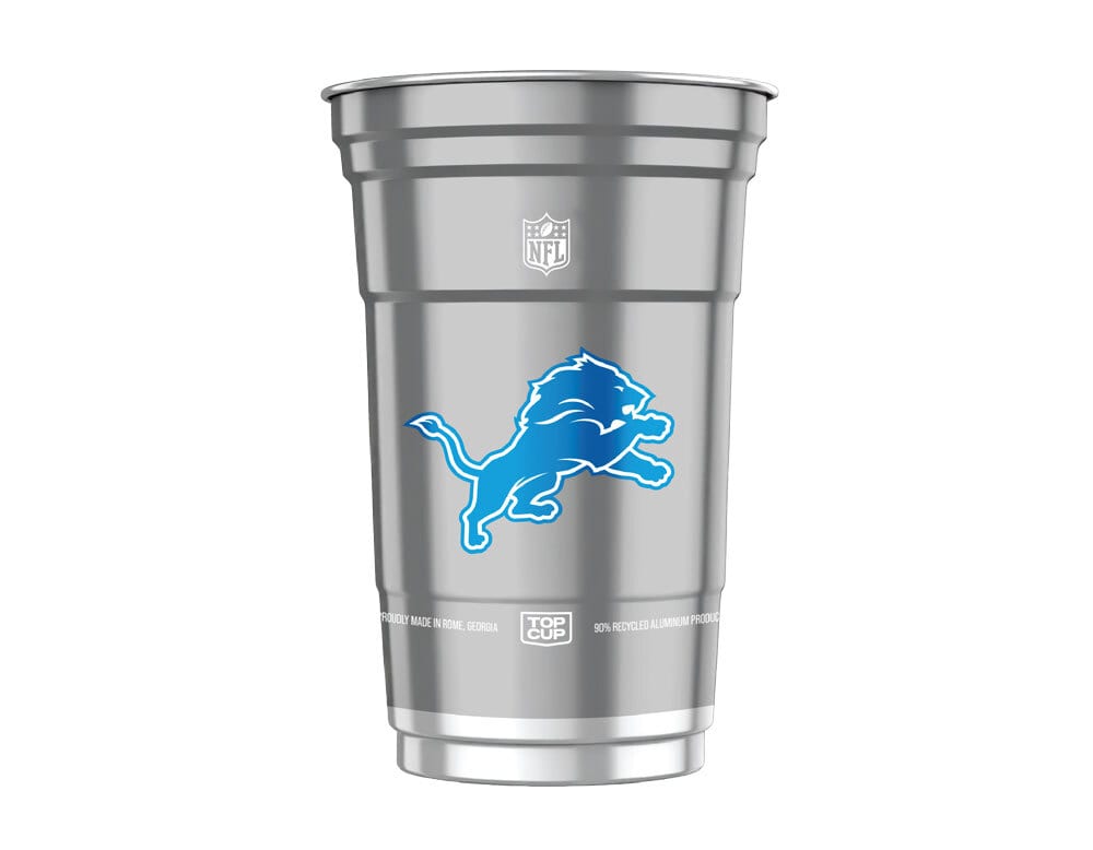 Silver Top Cup with NFL and Detroit Lions logos.