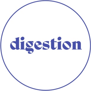 Purple text "digestion" in a circle on a green background.