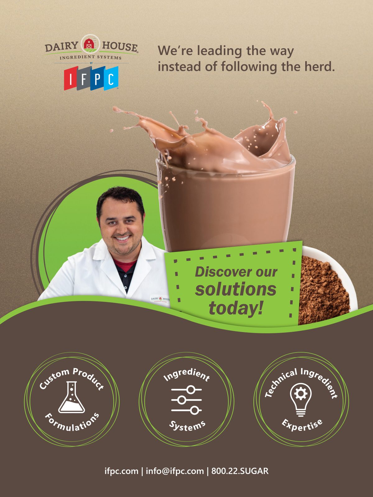 Dairy House IFPC ad: Innovative ingredient systems for custom formulations and technical expertise.