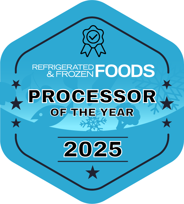 Blue badge: Refrigerated & Frozen Foods Processor of the Year 2025.