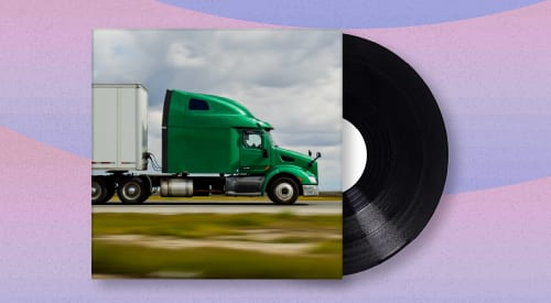 Vinyl record with a green semi-truck album cover.