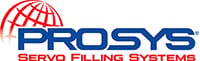 Logo for PROSYS Servo Filling Systems, featuring a red globe icon and text in blue and red.