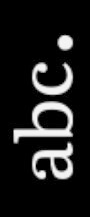 Vertical white lowercase "abc." on black.