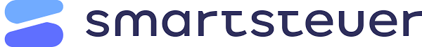 The smartsteuer logo features an abstract blue and purple shape next to the word smartsteuer in dark blue.