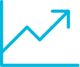 Upward trending line graph icon.