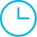 Cyan clock icon showing 3 o'clock.