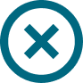 A blue 'X' mark inside a blue circle, often used as a close, cancel, or error icon.