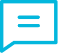 Blue speech bubble icon with two lines.