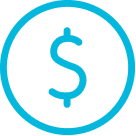 A blue dollar sign ($) inside a blue circle on a dark green background, symbolizing currency or finance.